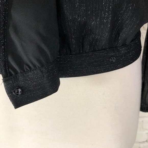 Madewell Shimmer Wrap Top Black Blouse Size Small - Picture 11 of 13